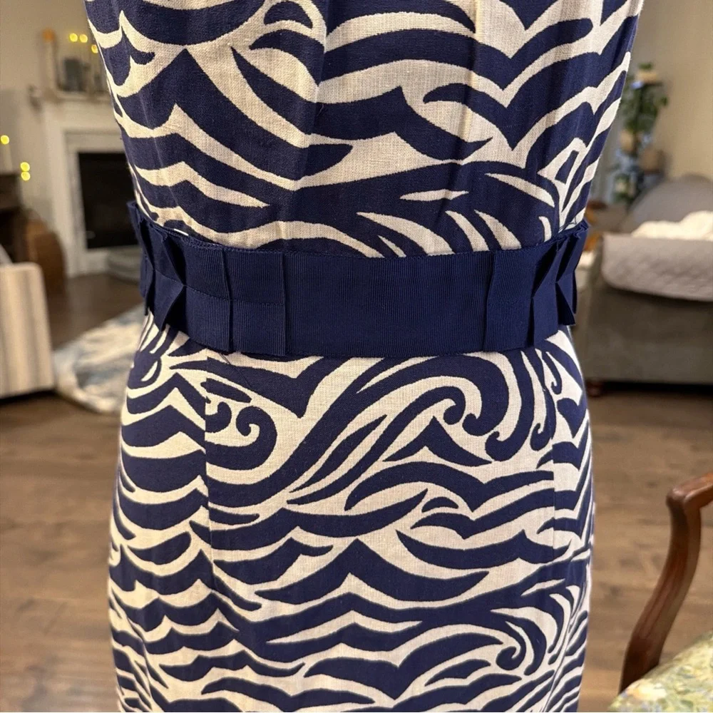 ANTONIO MELANI Navy and White Patterned Midi Dress - Picture 3 of 9